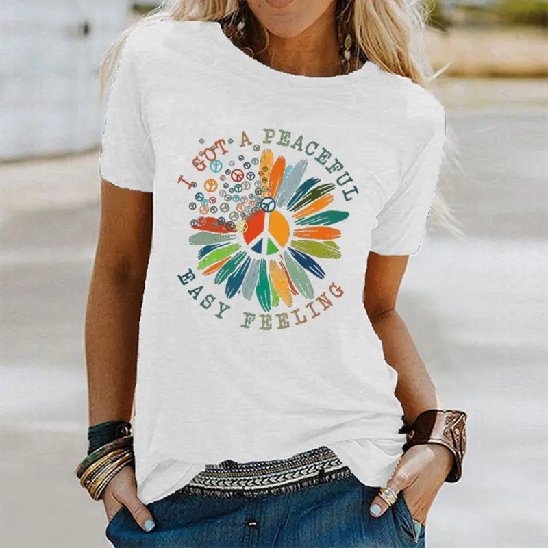 Women I Got A Peaceful Easy Feeling Sunflower Floral Funny Aesthetic Tee Ladies Casual Top Hipster Graphics T-Shirt
Women I Got A Peaceful Easy Feeling Sunflower Floral Funny Aesthetic Tee Ladies Casual Top Hipster Graphics T-Shirt