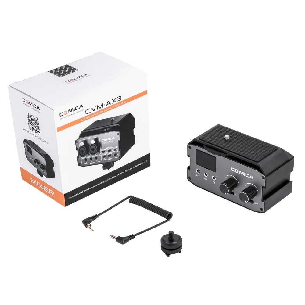 Comica CVM-AX3 Dual Groups Audio Mixer with XRL 6.35MM 3.5MM interface Audio input microphone mixer for Live interview camera
Comica CVM-AX3 Dual Groups Audio Mixer with XRL 6.35MM 3.5MM interface Audio input microphone mixer for Live interview camera