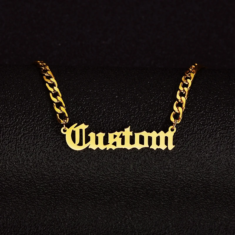 Personalized Custom Name Necklace Pendant Gold Color 3mm Cuban Chain Customized Nameplate Necklaces for Women Men Handmade Gifts | Украшения