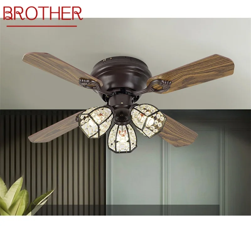 BROTHER Modern LED Lamp With Ceiling Fan Retro Crystal Design Wooden Fan Blade With Remote Control For Home Bedroom Restaurant
BROTHER Modern LED Lamp With Ceiling Fan Retro Crystal Design Wooden Fan Blade With Remote Control For Home Bedroom Restaurant