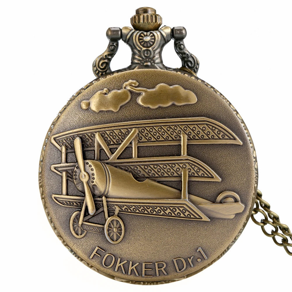 Antique Gift World War II Aircraft Quartz Pocket Watch Retro Steampunk Full Hunter Bronze Necklace Chain Men Women Pendant | Наручные