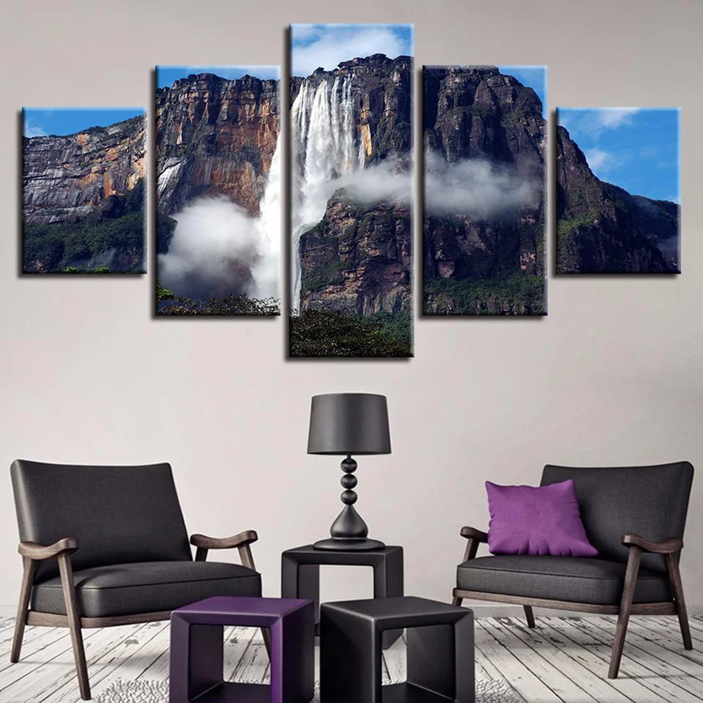 5 Pieces Wall Art Canvas Painting High Mountain Waterfall Landscape Poster Modern Living Room Home Modular Pictures Decoration
5 Pieces Wall Art Canvas Painting High Mountain Waterfall Landscape Poster Modern Living Room Home Modular Pictures Decoration