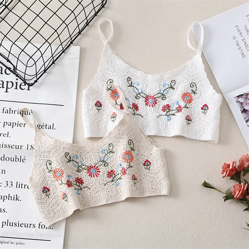 2022 Sexy Bikini Crop Top Women Crochet Boho Beach Camisoles Mujer Bikini Bralette Cami Floral Embroidery Knitted Tops Beachwear
2022 Sexy Bikini Crop Top Women Crochet Boho Beach Camisoles Mujer Bikini Bralette Cami Floral Embroidery Knitted Tops Beachwear