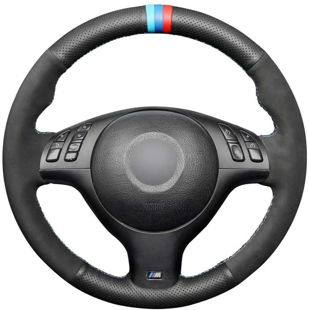 DIY Black Genuine Leather Black Suede Auto Custom Steering Wheel Covers for BMW E46 E39 330i 330Ci 525i 530i 540i M3 2001-2003
DIY Black Genuine Leather Black Suede Auto Custom Steering Wheel Covers for BMW E46 E39 330i 330Ci 525i 530i 540i M3 2001-2003
