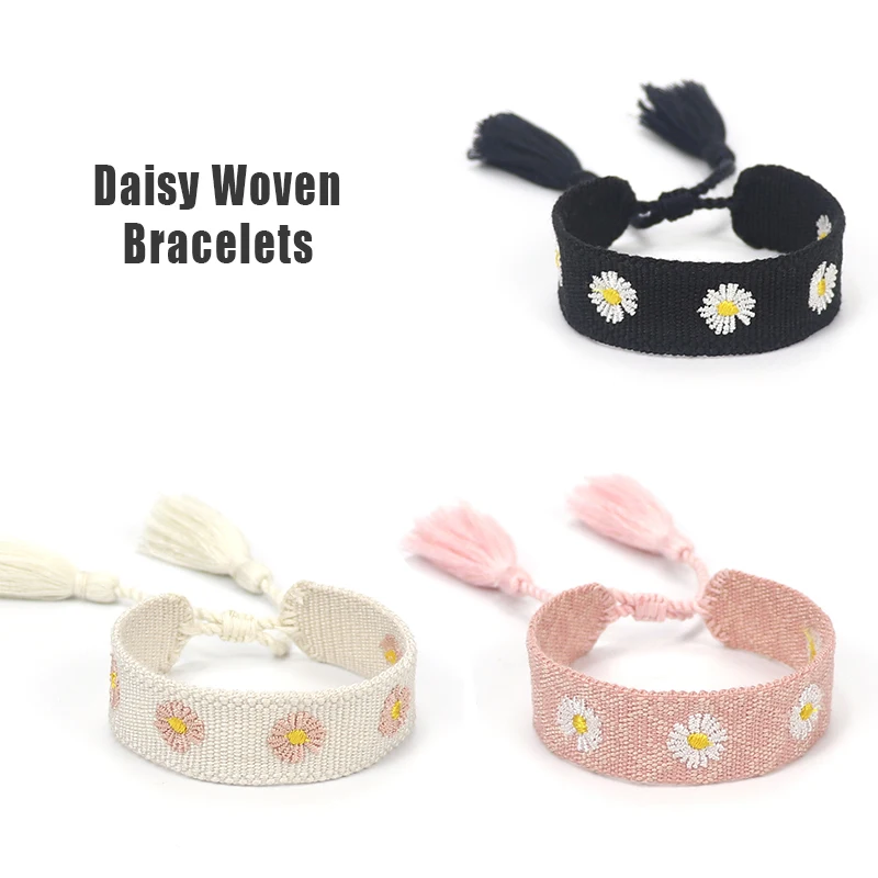 New Beautifully Embroidery Daisy Woven Bracelet Customizable Pattern Letter Bracelets Wrist Band Jewelry Wholesale
New Beautifully Embroidery Daisy Woven Bracelet Customizable Pattern Letter Bracelets Wrist Band Jewelry Wholesale