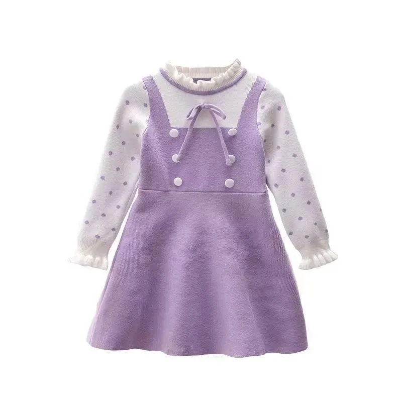 Autumn Girls Knitted Dress Baby Kids Printed polka dot long-sleeved button bow princess dress sweater fake two-piece dresses
Autumn Girls Knitted Dress Baby Kids Printed polka dot long-sleeved button bow princess dress sweater fake two-piece dresses
