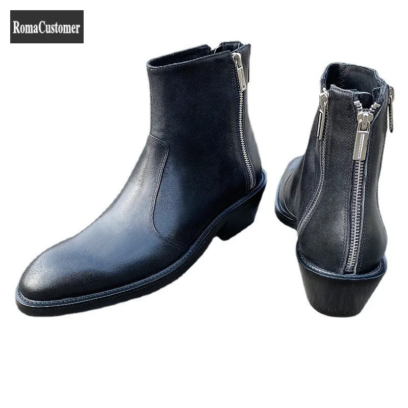 Winter Mens New Pointed Toe Genuine Leather Boots Zippers Male Fashion Solid Vintage British Style Cowhide Casual Ankle Boots
Winter Mens New Pointed Toe Genuine Leather Boots Zippers Male Fashion Solid Vintage British Style Cowhide Casual Ankle Boots
