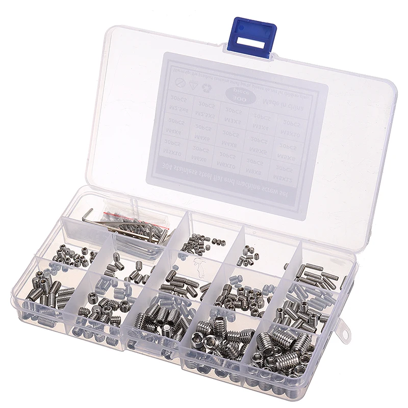 New 300Pcs M2.5-M8 Screw Assortment Kit Stainless Steel Allen Head Socket Hex Grub Screw With 6 Hex Wrenches For DIY Repairs
New 300Pcs M2.5-M8 Screw Assortment Kit Stainless Steel Allen Head Socket Hex Grub Screw With 6 Hex Wrenches For DIY Repairs