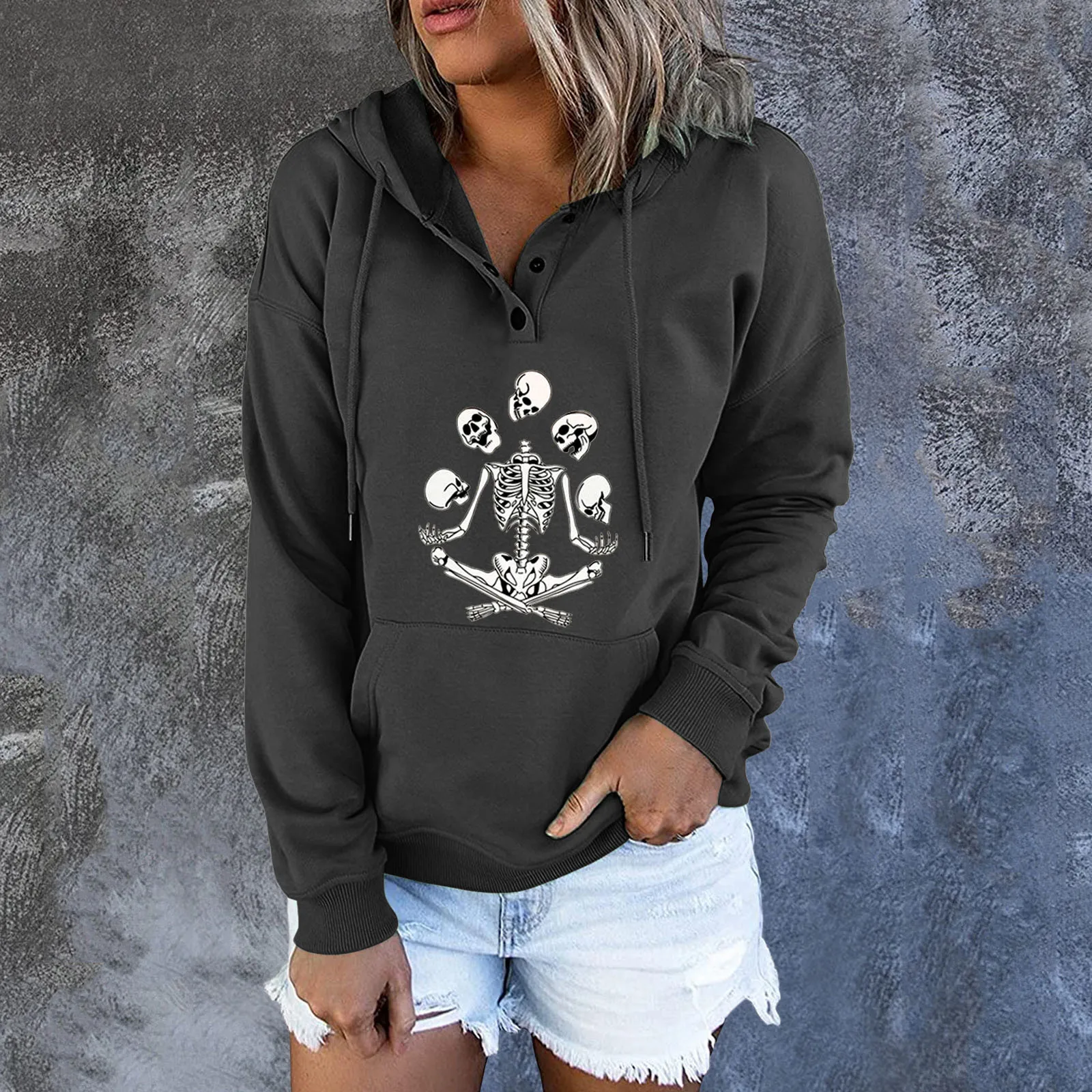 New Hoodies Button Down Pullovers Drawstring Long Sleeve Pockets Hoodie Ropa Mujer Women Casual Halloween Pullover Sweatshirt
New Hoodies Button Down Pullovers Drawstring Long Sleeve Pockets Hoodie Ropa Mujer Women Casual Halloween Pullover Sweatshirt