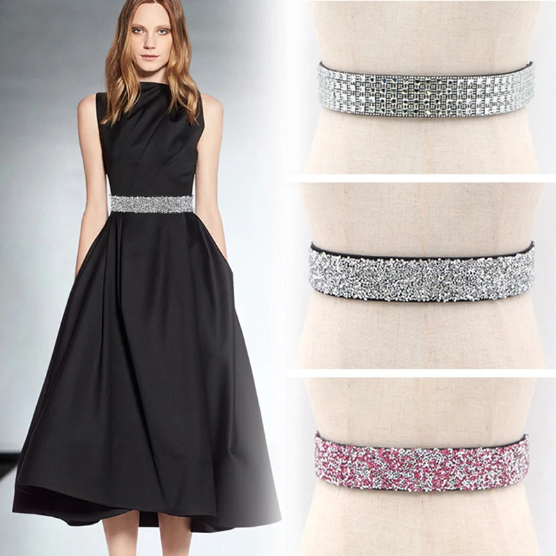 Woman Bling Handmade Rhinestone Elastic Shiny For Female Dresses Coat Shirt Wide Belt Waistband Sashes
Woman Bling Handmade Rhinestone Elastic Shiny For Female Dresses Coat Shirt Wide Belt Waistband Sashes