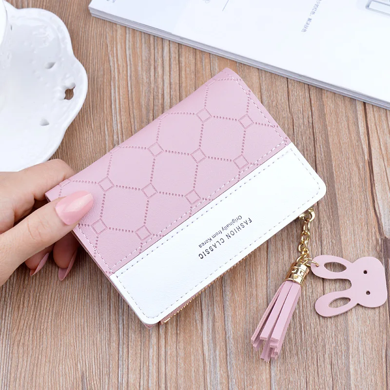 Women's Patchwork Short Wallet Female Simplicity Tassel Zipper Coin Purses Ladies Letter Print Hasp Card Holder All-match Clutch
Women's Patchwork Short Wallet Female Simplicity Tassel Zipper Coin Purses Ladies Letter Print Hasp Card Holder All-match Clutch
