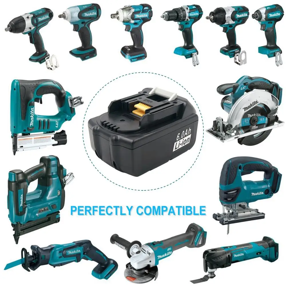 BL1860 Rechargeable battery 18V 6000mAh Li-ion cordless Power Tools Replacement batteries for Makita BL1830 BL1850 BL1840 LXT400
BL1860 Rechargeable battery 18V 6000mAh Li-ion cordless Power Tools Replacement batteries for Makita BL1830 BL1850 BL1840 LXT400