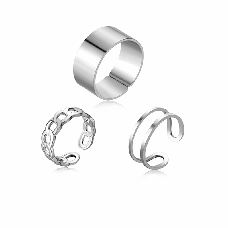 Metal Geometric Round Ring Set Silver Color Open Rings for Women Fashion Finger Accessories Buckle Joint Tail Ring
Metal Geometric Round Ring Set Silver Color Open Rings for Women Fashion Finger Accessories Buckle Joint Tail Ring