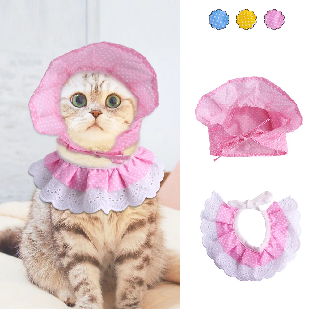 Pet Cat Fabric Lace Scarf Hat Set Cute Polka Dot Saliva Towel Pet Lace Hat for Cat Dress Up,Cat Scarf Hat Decoration Accessories
Pet Cat Fabric Lace Scarf Hat Set Cute Polka Dot Saliva Towel Pet Lace Hat for Cat Dress Up,Cat Scarf Hat Decoration Accessories
