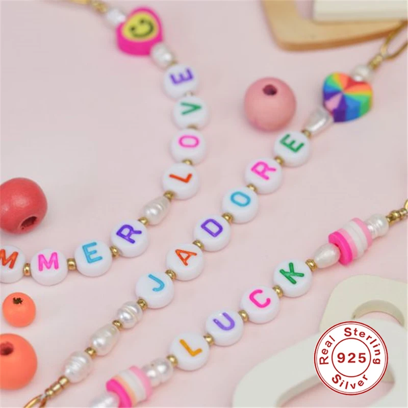 KOJ 925 Silver Chain Bracelet Cartoon face/letter Round Bracelet/Anklets 2021 Women Rainbow Summer Beach Glazed Pearl Jewelry
KOJ 925 Silver Chain Bracelet Cartoon face/letter Round Bracelet/Anklets 2021 Women Rainbow Summer Beach Glazed Pearl Jewelry