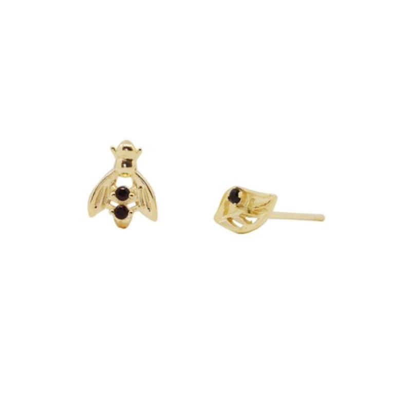 

AIDE Europe and America Bee Stud Earrings For Women Punk Zircon Piercing 925 Sterling Silver Earrings Fine Jewelry Kolczyki