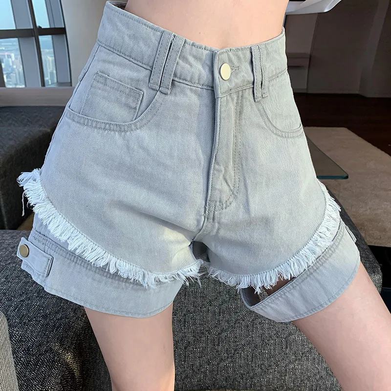 Women's Fake Two Pieces High Waist Solid Hot Pants Female Street Style A-line Thin Blue Denim Shorts All-Match Goth Summer 2021
Women's Fake Two Pieces High Waist Solid Hot Pants Female Street Style A-line Thin Blue Denim Shorts All-Match Goth Summer 2021