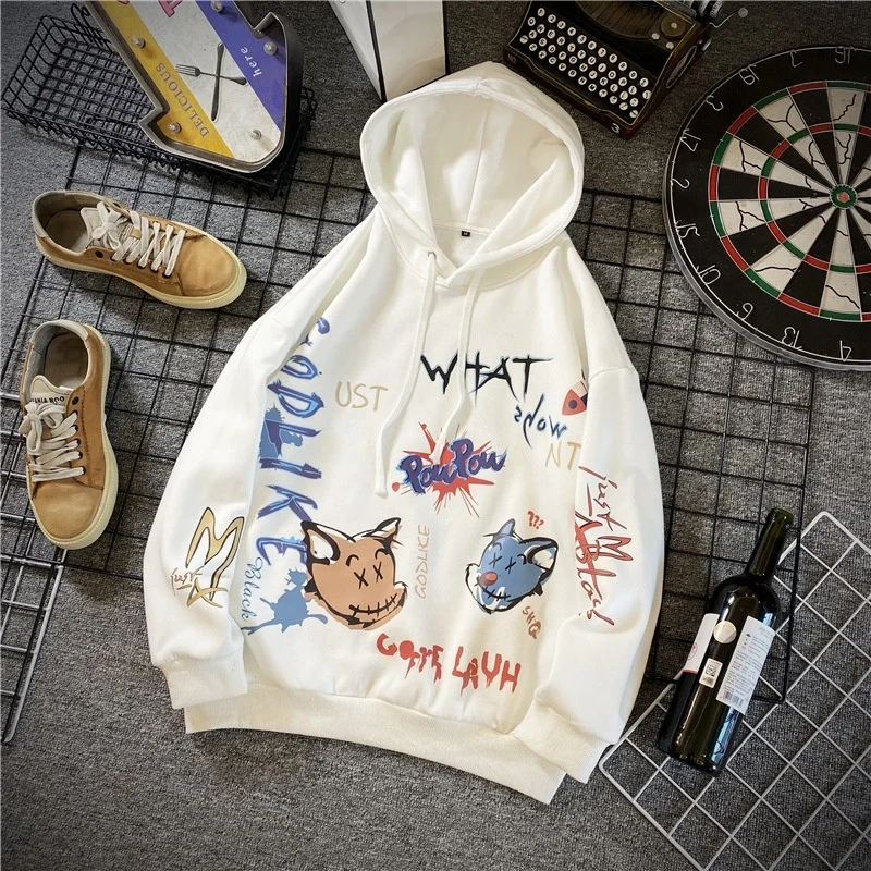 Autumn and winter 2021 graffiti print loose hooded sweater fashion large couple sports sweater coat
Autumn and winter 2021 graffiti print loose hooded sweater fashion large couple sports sweater coat