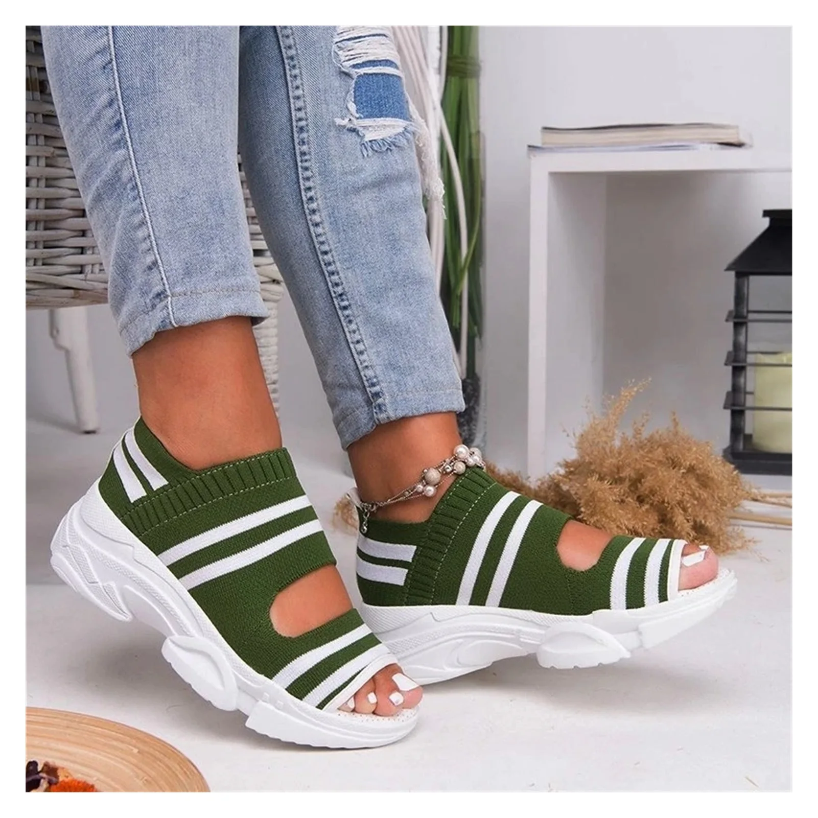 2021NEW New Women Sandals 2021 High Heels Platform Women Shoes Summer Casual Female Sneakers Knitting Slip On Peep Toe Women
2021NEW New Women Sandals 2021 High Heels Platform Women Shoes Summer Casual Female Sneakers Knitting Slip On Peep Toe Women