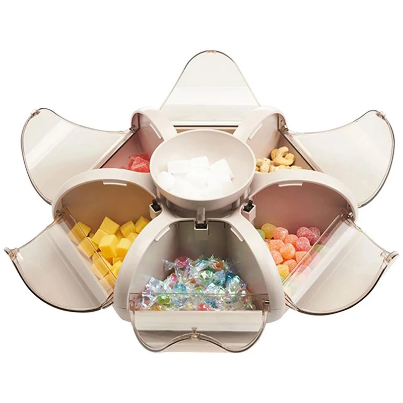 Creative Flower Petal Fruit Plate Candy Storage Box 5 Grids Nuts Snack Tray Rotating Flowers Food Gift Box
Creative Flower Petal Fruit Plate Candy Storage Box 5 Grids Nuts Snack Tray Rotating Flowers Food Gift Box