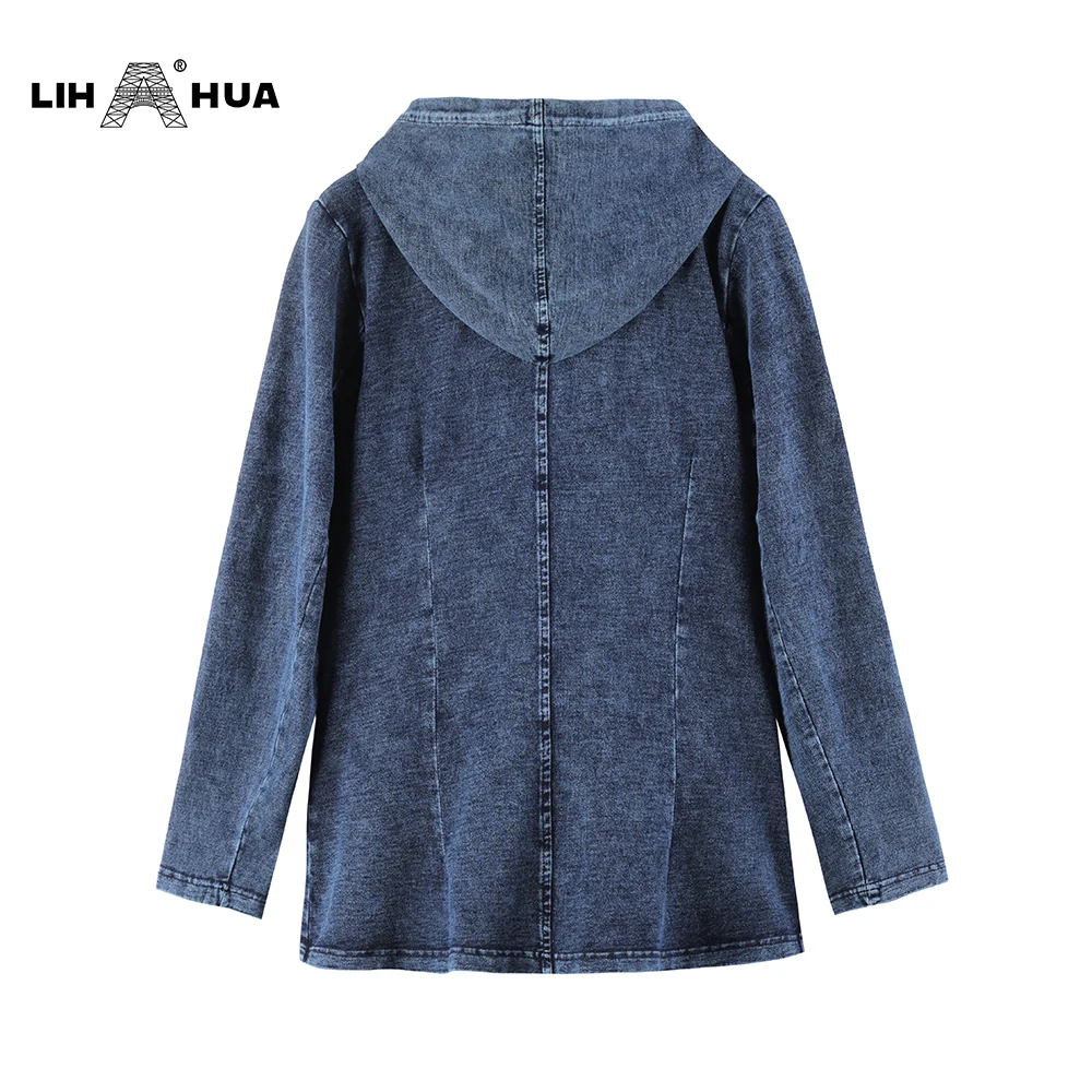 LIH HUA Women's Plus Size Autumn Casual Denim Jacket High Flexibility Hoodie Cotton Knitted Denim Jacket 
LIH HUA Women's Plus Size Autumn Casual Denim Jacket High Flexibility Hoodie Cotton Knitted Denim Jacket