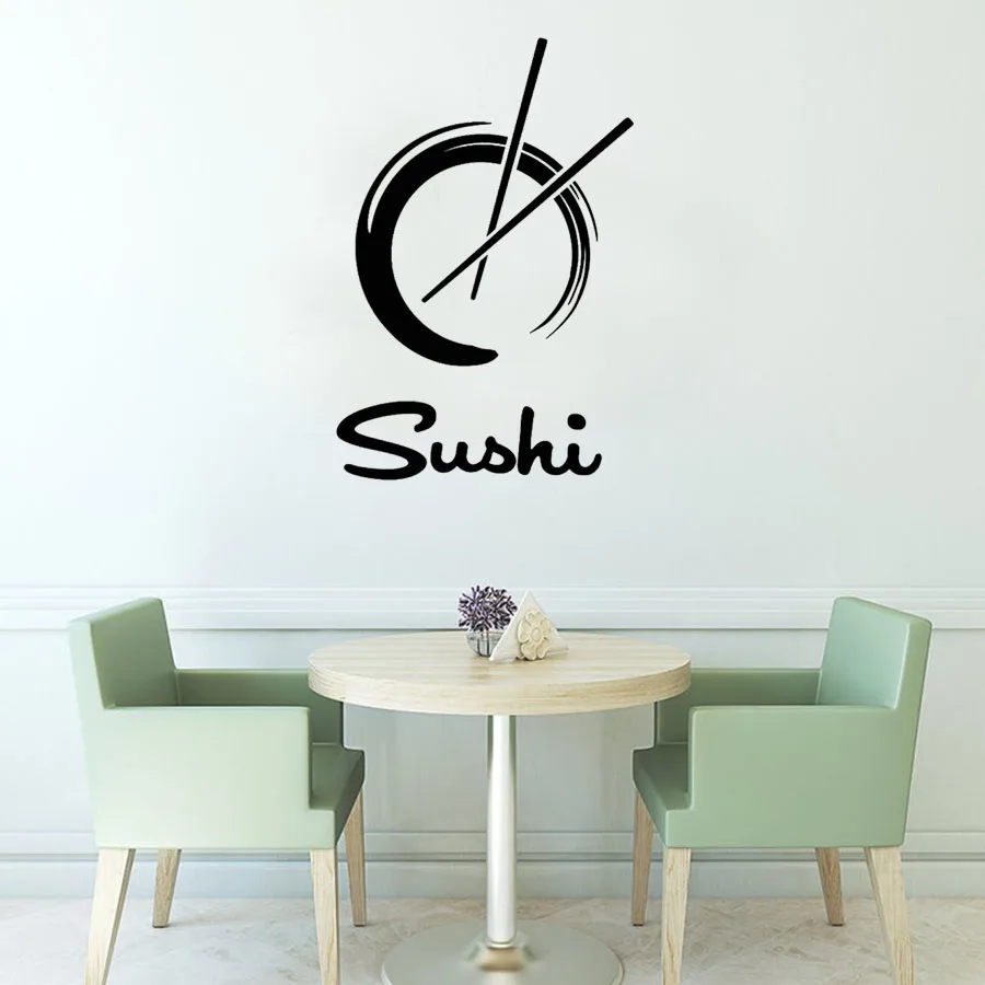 Суши наклейки на стену логотип ресторана виниловые съемные художественные