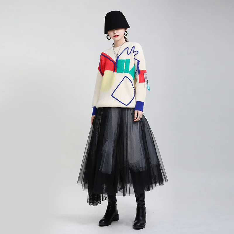 TVVOVVIN 2021 New Personalized Graffiti O-neck Pullover Sweater Stitching Tassel Contrast Loose Knitted Top Female SG75
TVVOVVIN 2021 New Personalized Graffiti O-neck Pullover Sweater Stitching Tassel Contrast Loose Knitted Top Female SG75