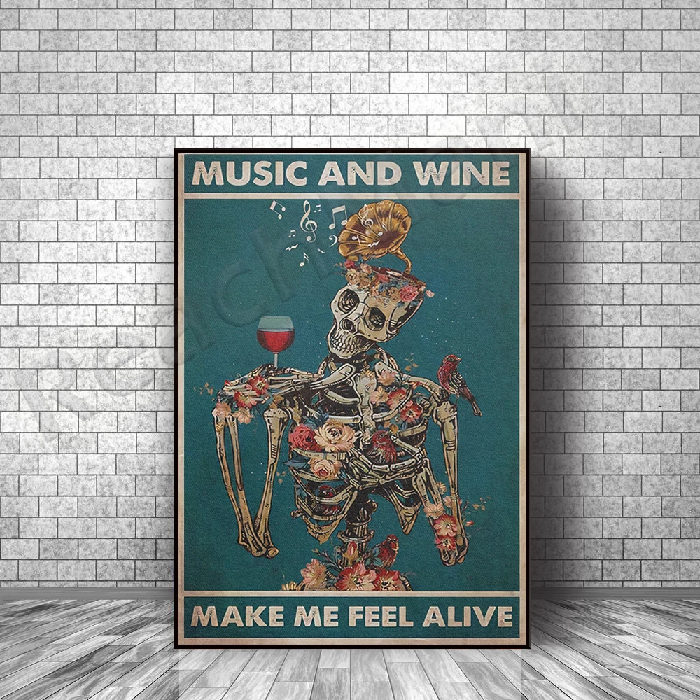 Music and wine make me feel alive posters, skull posters, gifts for music lovers, wine lovers, funny skull canvas prints, vintag
Music and wine make me feel alive posters, skull posters, gifts for music lovers, wine lovers, funny skull canvas prints, vintag