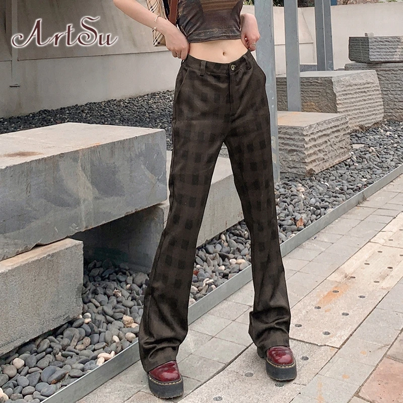 ArtSu Plaid Pants Women Y2K Clothes High Waist Vintage Button Up Straight Streetwear Zipper Brown Trousers Long Pants Bottoms
ArtSu Plaid Pants Women Y2K Clothes High Waist Vintage Button Up Straight Streetwear Zipper Brown Trousers Long Pants Bottoms