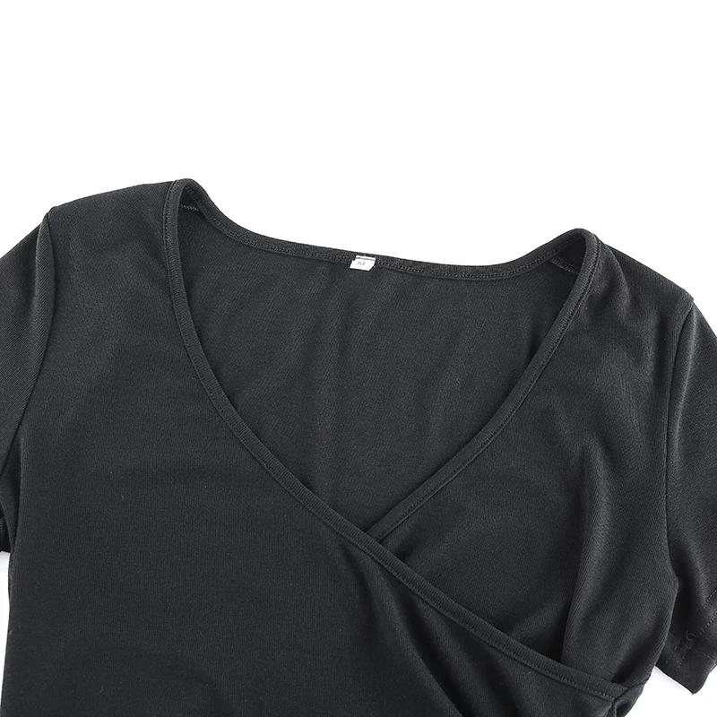 Ribbed Deep V-Neck Sexy Skinny Tshirts Women Solid Crop Top Short Sleeve Summer Criss Cross Bandage Basic Shirts Casual
Ribbed Deep V-Neck Sexy Skinny Tshirts Women Solid Crop Top Short Sleeve Summer Criss Cross Bandage Basic Shirts Casual