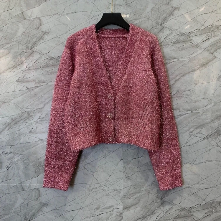 2021 new women fashion c'x bright silk cardigan trendy knit sweater 1103 
2021 new women fashion c'x bright silk cardigan trendy knit sweater 1103