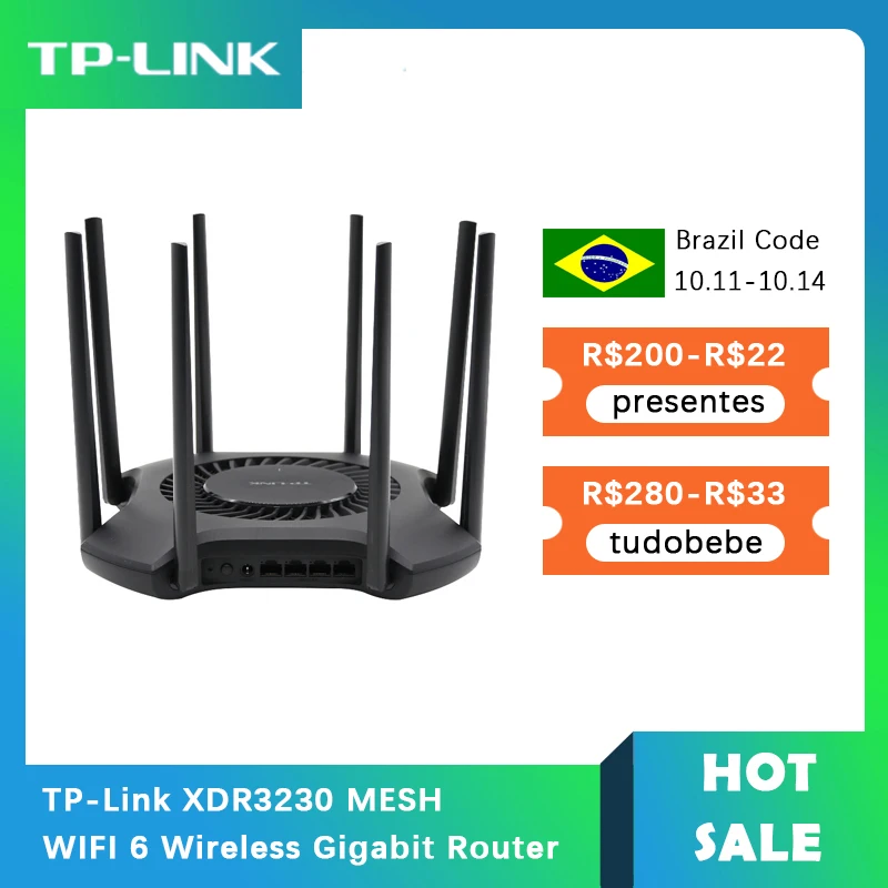 

TP-Link XDR3230 AX3200 WIFI 6 Беспроводная гигабитная сетка для дома высокоскоростной двухдиапазонный 2,4 ГГц/5 ГГц 4T4R MU-MIMO простой выставочный маршрутиз...