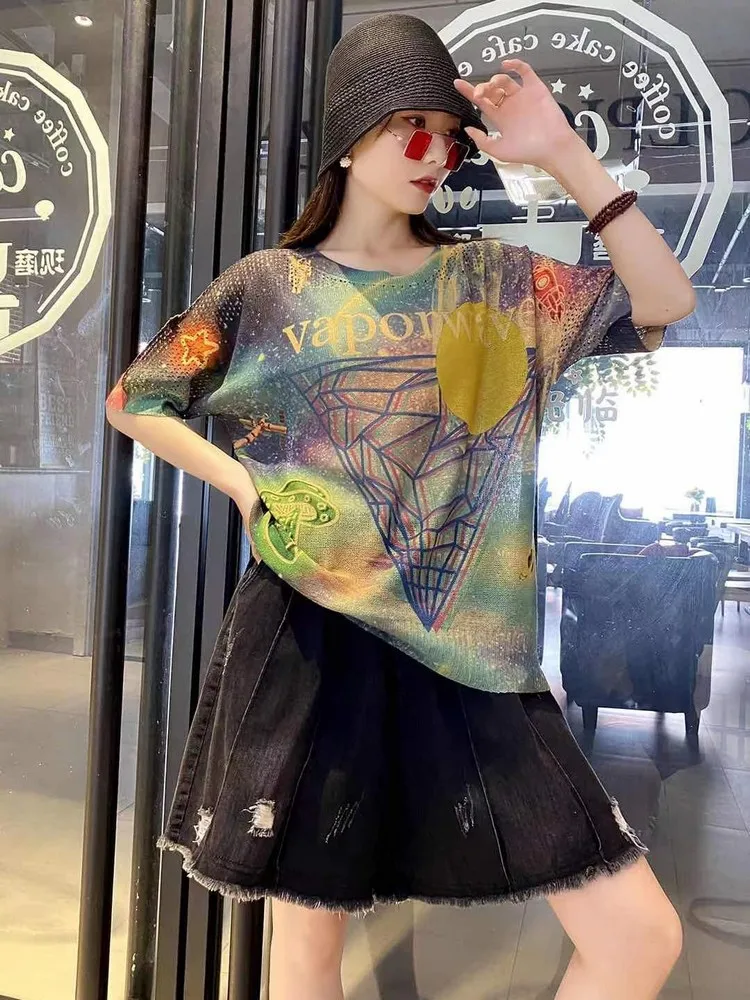 Design Hollow Out Graffiti Goth Tops Women Nice knitted Top Women's Punk Sweatshirts Summer Fashion Streetwear Gothic Clothes
Design Hollow Out Graffiti Goth Tops Women Nice knitted Top Women's Punk Sweatshirts Summer Fashion Streetwear Gothic Clothes