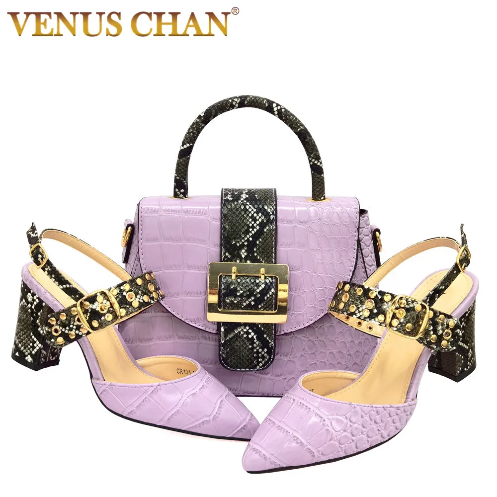 Shoes and Bag Set pointed Fashion High Heel Ladies Sandals Purple Color Crocodile Pattern with Snake Pattern Latest Style
Shoes and Bag Set pointed Fashion High Heel Ladies Sandals Purple Color Crocodile Pattern with Snake Pattern Latest Style