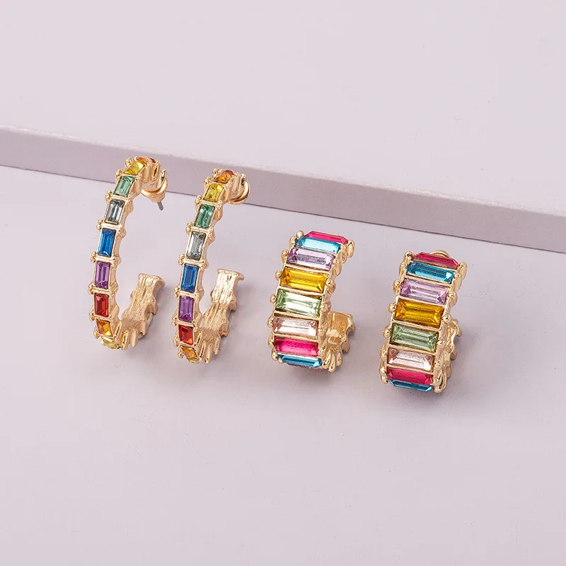 KOJ Rainbow Rings Rhinestone Hoop Earrings For Women Colorful Crystal Golden Earings Hoops Brincos Piercing Delicate Jewelry
KOJ Rainbow Rings Rhinestone Hoop Earrings For Women Colorful Crystal Golden Earings Hoops Brincos Piercing Delicate Jewelry