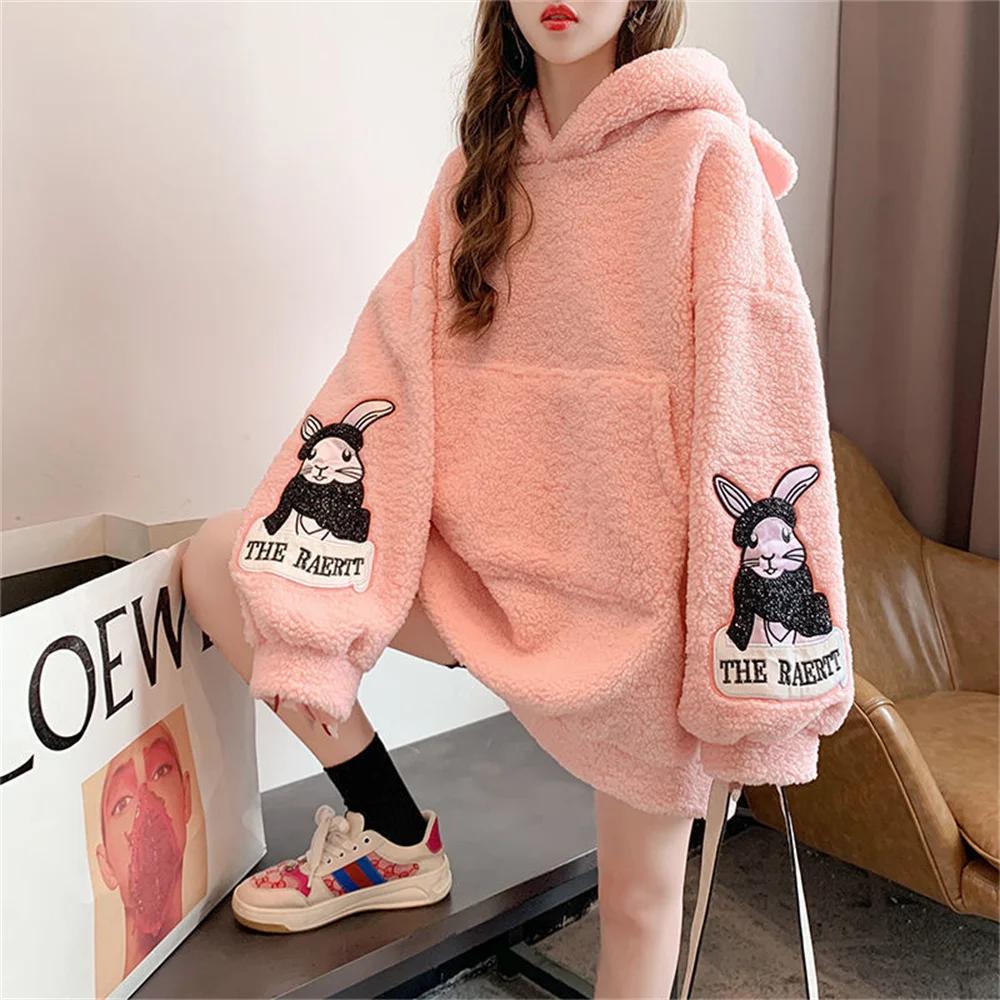 Spring Pink Cute Rabbit Hoodies Kawaii Autumn Sweatshirt Tops Loose Harajuku Outerwear Korean High Street Pink Hoodie Girls
Spring Pink Cute Rabbit Hoodies Kawaii Autumn Sweatshirt Tops Loose Harajuku Outerwear Korean High Street Pink Hoodie Girls