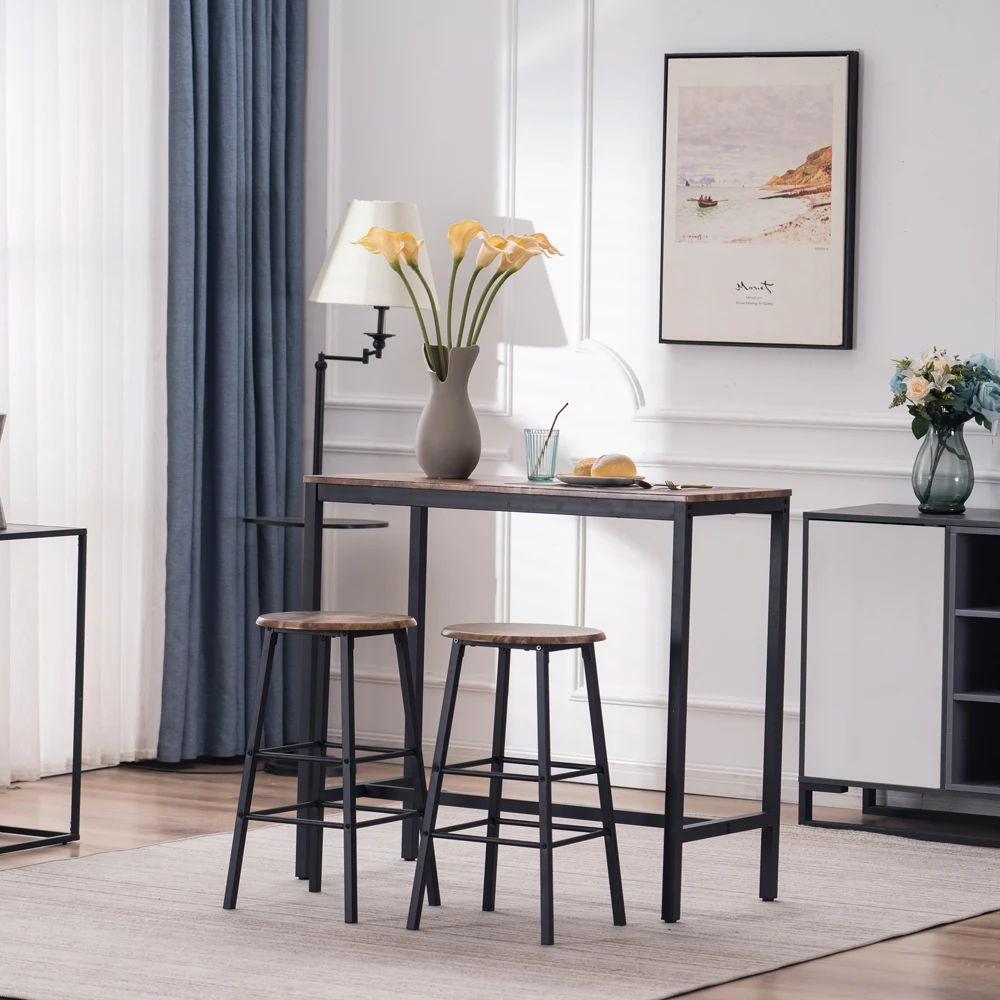 Dinning Table Set Industrial Style Round Bar Stools 2 packs PVC Wood Grain Brown (34.5x34.5x63.5cm) Bar FurnitureSet
Dinning Table Set Industrial Style Round Bar Stools 2 packs PVC Wood Grain Brown (34.5x34.5x63.5cm) Bar FurnitureSet