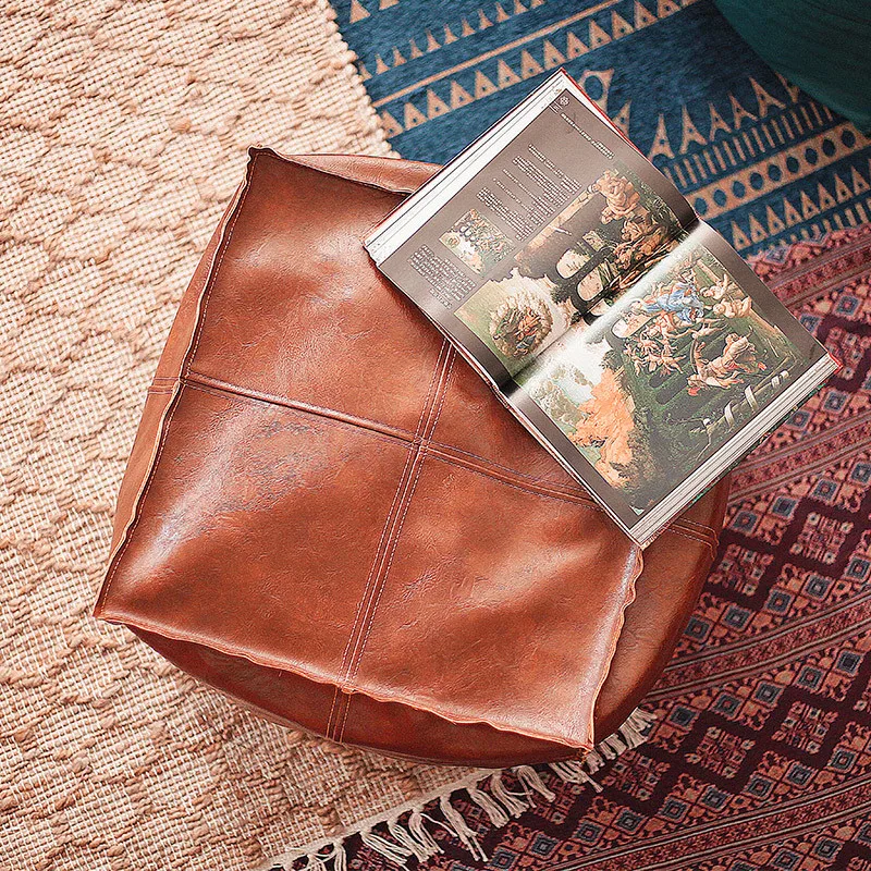 Марокканский из искусственной кожи пуф с вышивкой простой диван оттоманка
