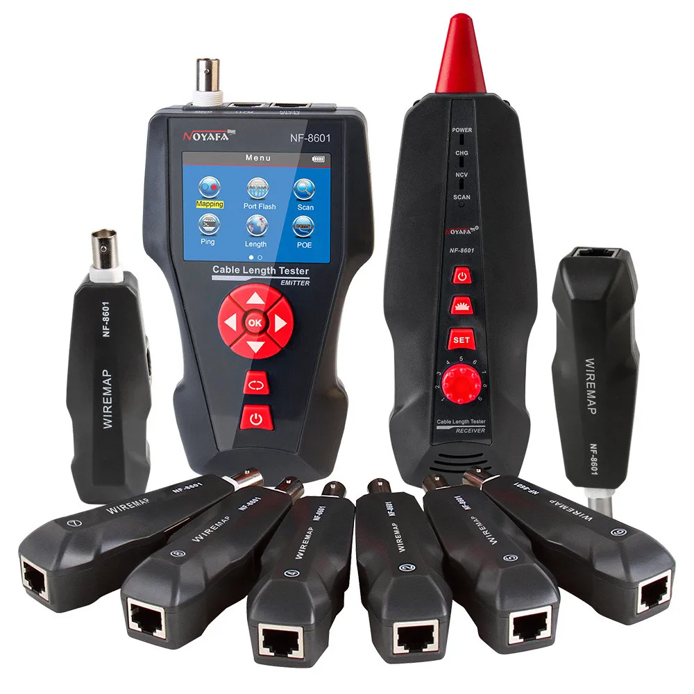NF-8601W полнофункциональный тестер кабеля, с функциями PING и POE, с 8 пультами дистанционного управления
NF-8601W полнофункциональный тестер кабеля, с функциями PING и POE, с 8 пультами дистанционного управления
