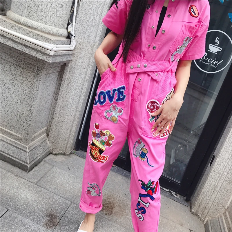 Brand Ice Cream Cute Cartoon Mouse Denim Jumpsuit Loose Short Sleeve Long Pants Rompers Female
Brand Ice Cream Cute Cartoon Mouse Denim Jumpsuit Loose Short Sleeve Long Pants Rompers Female