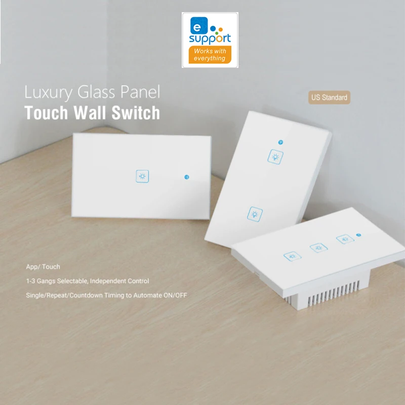 1-3Gang US Wifi Smart Wall Switch with RF Function 120 Model for eWeLink APP Remote Control Work with Alexa Google Home Voice
1-3Gang US Wifi Smart Wall Switch with RF Function 120 Model for eWeLink APP Remote Control Work with Alexa Google Home Voice