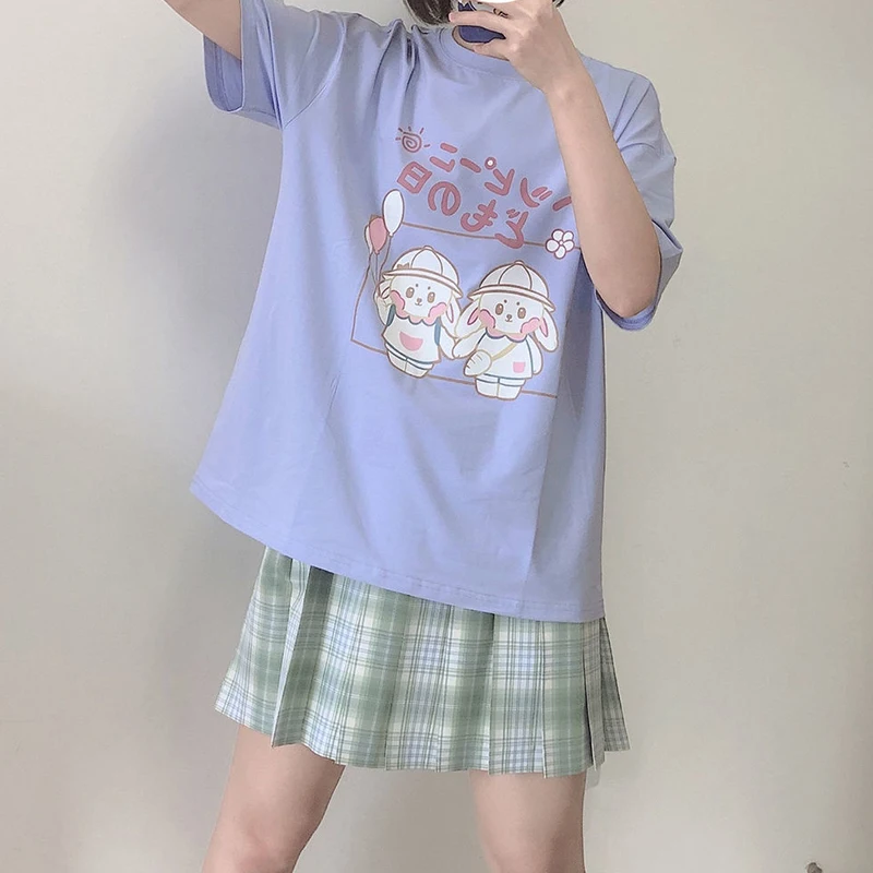 Kawaii Rabbit Print Graphic T Shirts Women 2021 Summer Purple Top Mujer Cartoon Alt Clothes Aesthetic MINGLIUSILI Cute Tee Shirt
Kawaii Rabbit Print Graphic T Shirts Women 2021 Summer Purple Top Mujer Cartoon Alt Clothes Aesthetic MINGLIUSILI Cute Tee Shirt