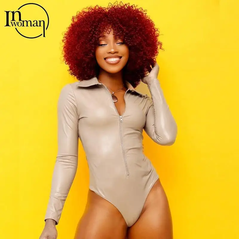 Inwoman Fall Zipper PU Faux Leather Bodysuit Women Solid V Neck Long Sleeve Party Bodysuit Ladies Sexy Clubwear Bodycon Bodysuit
Inwoman Fall Zipper PU Faux Leather Bodysuit Women Solid V Neck Long Sleeve Party Bodysuit Ladies Sexy Clubwear Bodycon Bodysuit