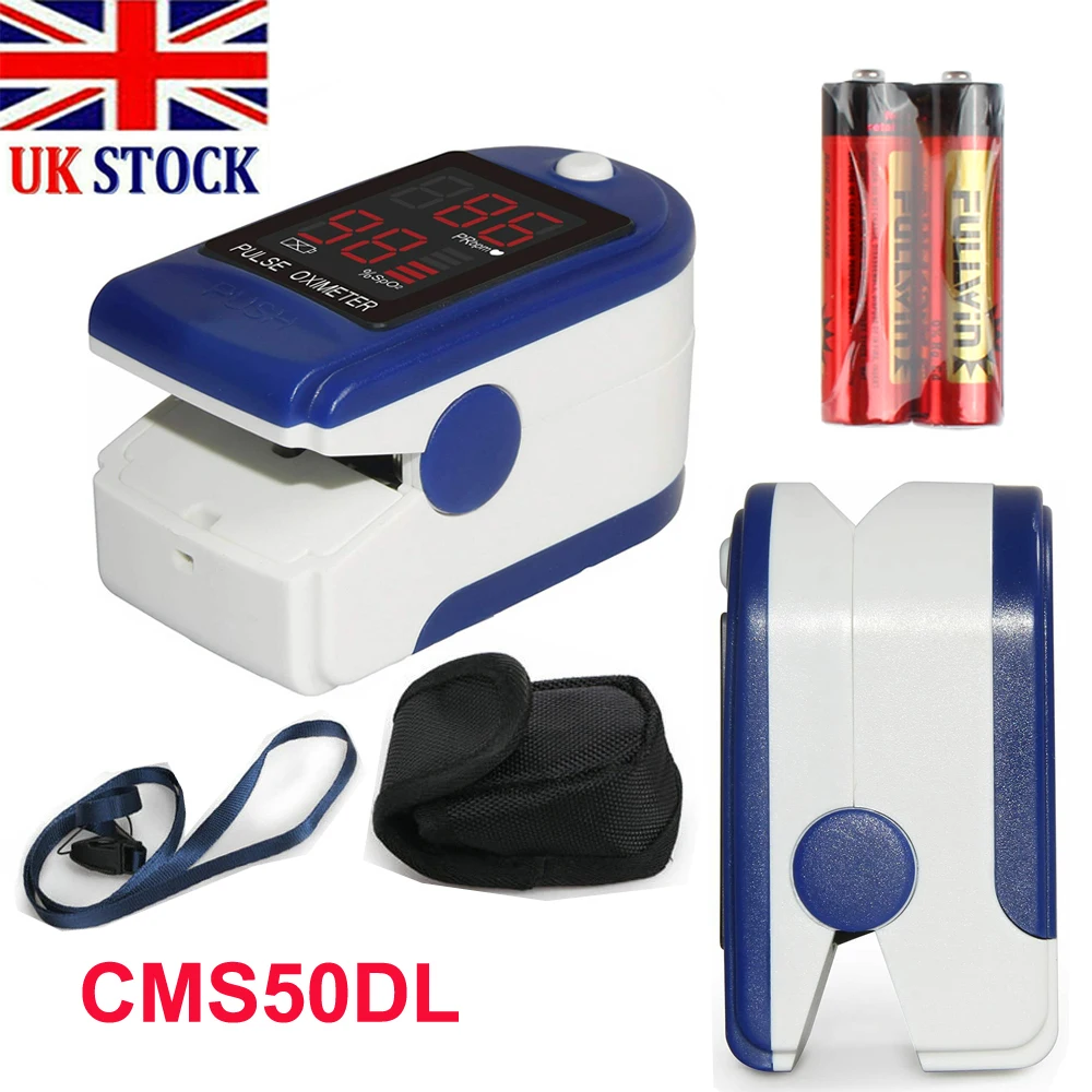 

UK Stock CONTEC CMS50DL Fingertip Pulse Oximeter LED Finger Blood Oxygen Saturation Meter PR Heart Rate SPO2 Monitor