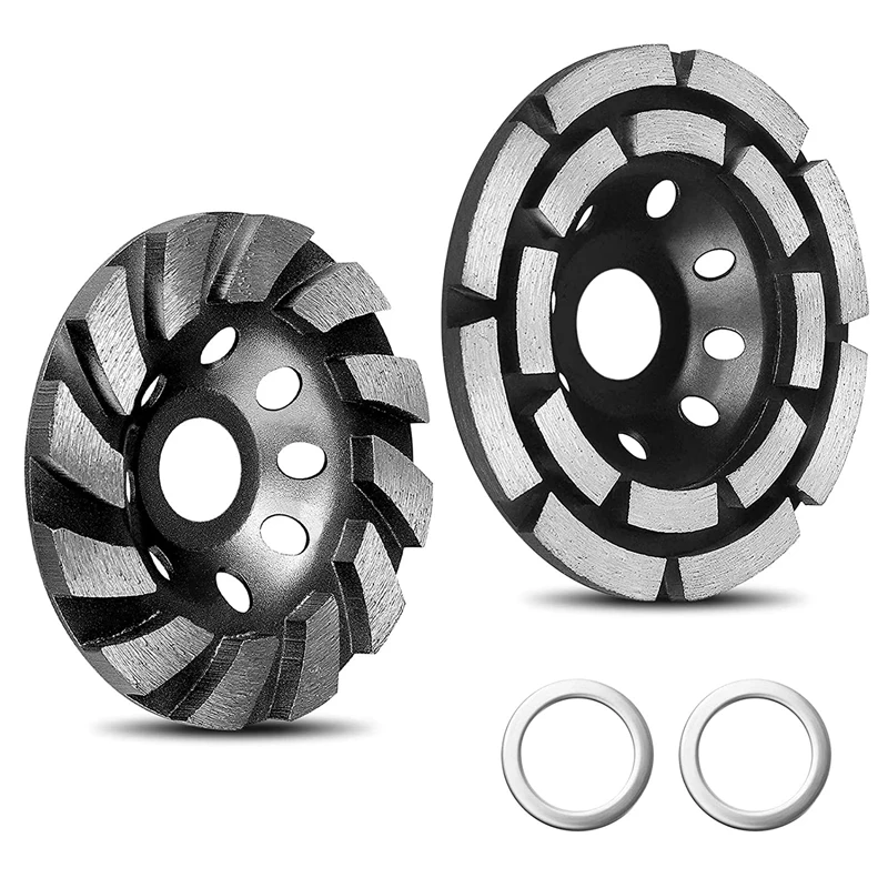 2Pcs 4 Inch Diamond Cup Grinding Wheel Concrete Sanding Discs 12 Segments Heavy Duty Angle Grinder Wheels (Black)
2Pcs 4 Inch Diamond Cup Grinding Wheel Concrete Sanding Discs 12 Segments Heavy Duty Angle Grinder Wheels (Black)