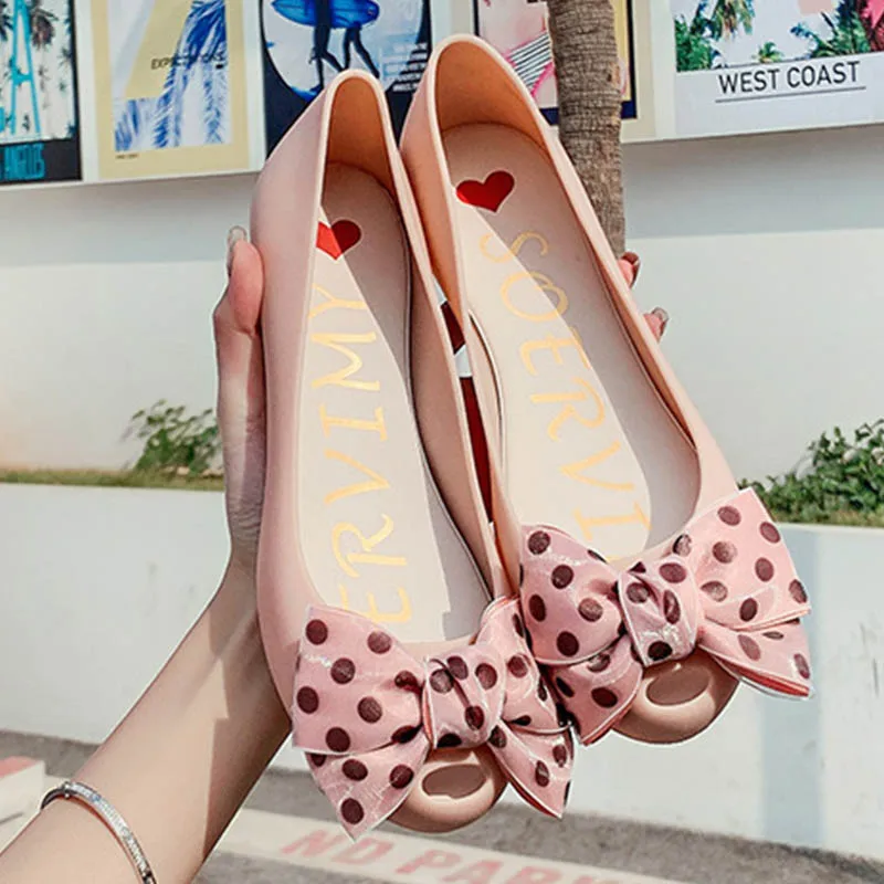 Popular Polka dot bow-knot jelly shoes women peep toe plastic ballerina pvc loafers rainproof antiskid candy woman flats 2020
Popular Polka dot bow-knot jelly shoes women peep toe plastic ballerina pvc loafers rainproof antiskid candy woman flats 2020