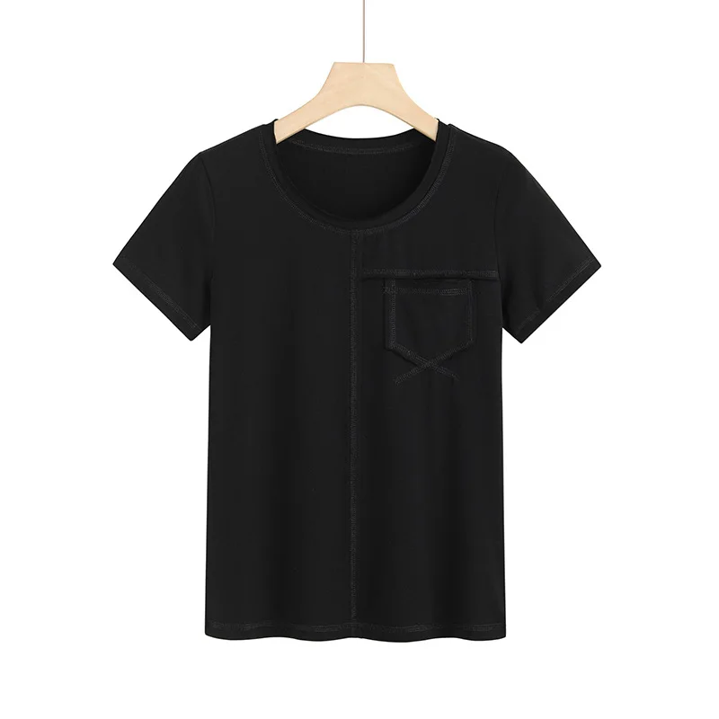 2021 summer short sleeve t-shirt female modal comfortable round neck pocket Hasu niche design bottom coat 6938
2021 summer short sleeve t-shirt female modal comfortable round neck pocket Hasu niche design bottom coat 6938
