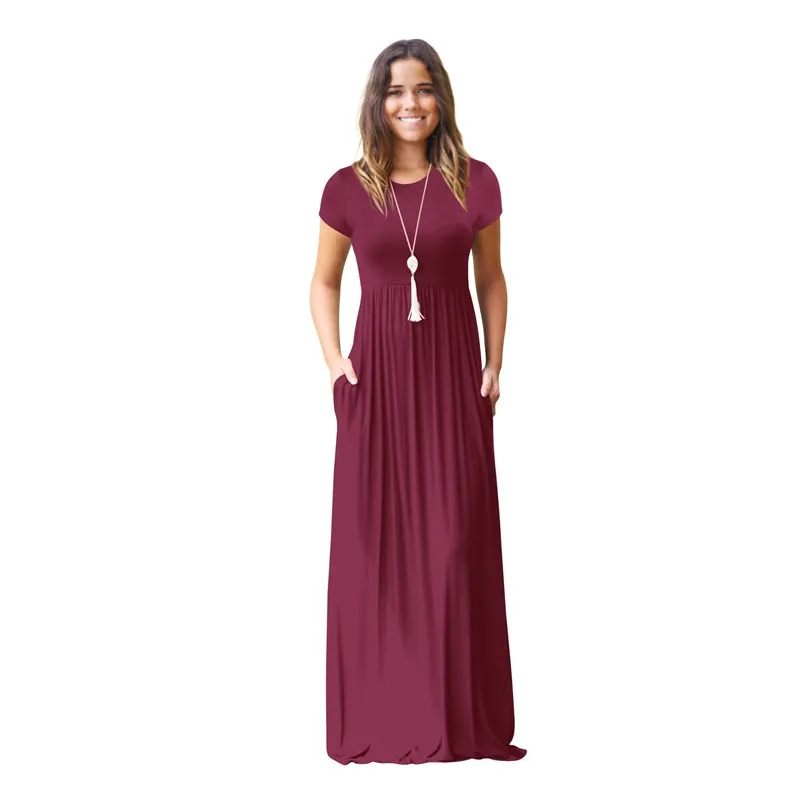 2020 Summer Maxi Long Dress Women Femme Casual Boho Long Dresses Plus Size Pocket Short Sleeve O Nevk Solid Red Dress 2XL Robe
2020 Summer Maxi Long Dress Women Femme Casual Boho Long Dresses Plus Size Pocket Short Sleeve O Nevk Solid Red Dress 2XL Robe