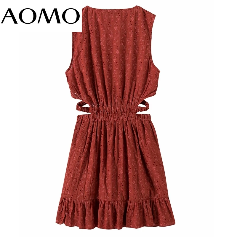 AOMO Women Embroidery Romantic Waist Hollow Cotton Dress V Neck Sleeveless Females Mini Dresses Vestidos 6H93A
AOMO Women Embroidery Romantic Waist Hollow Cotton Dress V Neck Sleeveless Females Mini Dresses Vestidos 6H93A