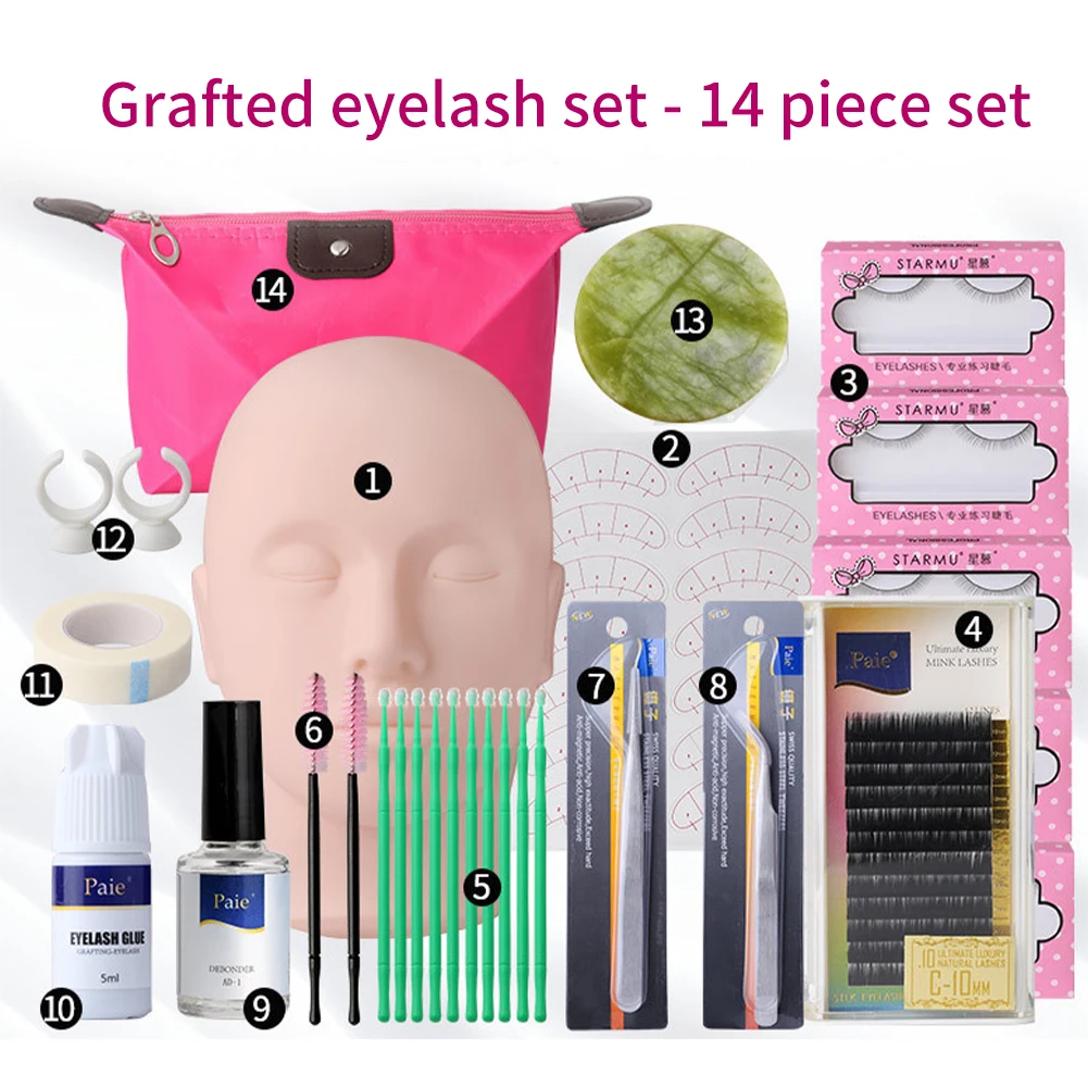 14pcs Accessories Gift Eyelash Extension Starter Kit Practice Tool Makeup Professional Tweezers With Mannequin Training Head
14pcs Accessories Gift Eyelash Extension Starter Kit Practice Tool Makeup Professional Tweezers With Mannequin Training Head